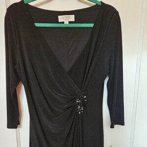 Black Kasper Faux Wrap Dress